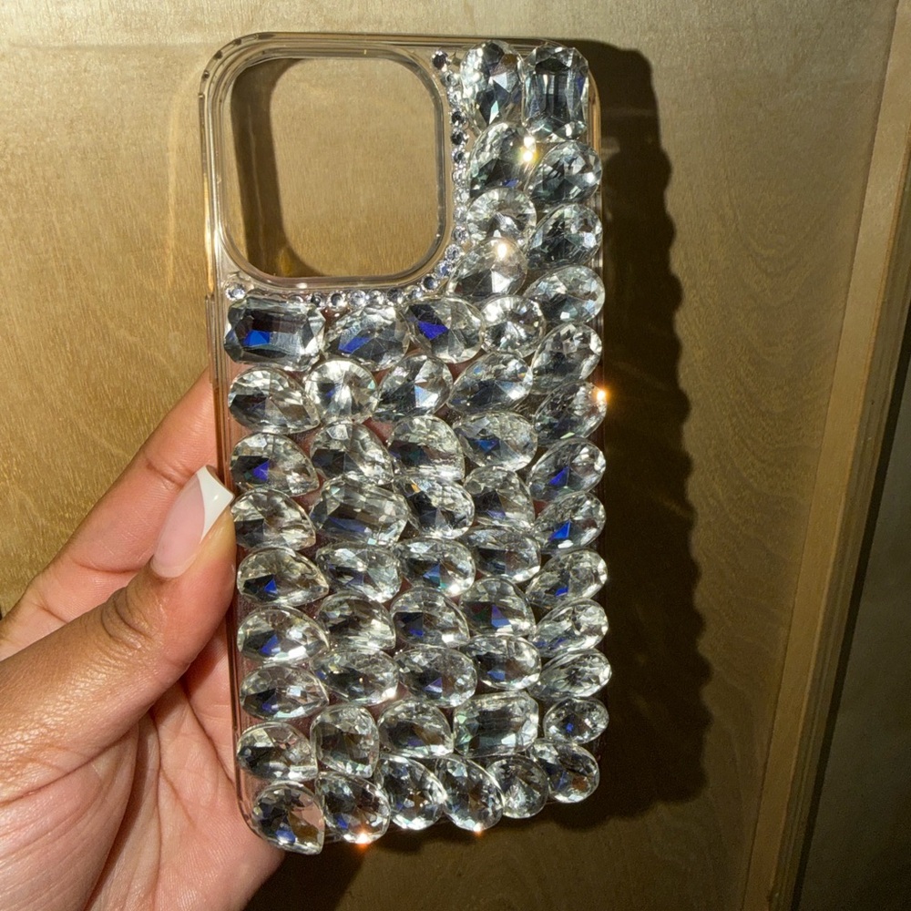 iPhone 15 PRO MAX Crystal Clear Rhinestone Phone Case Bling - Picture 4 of 8